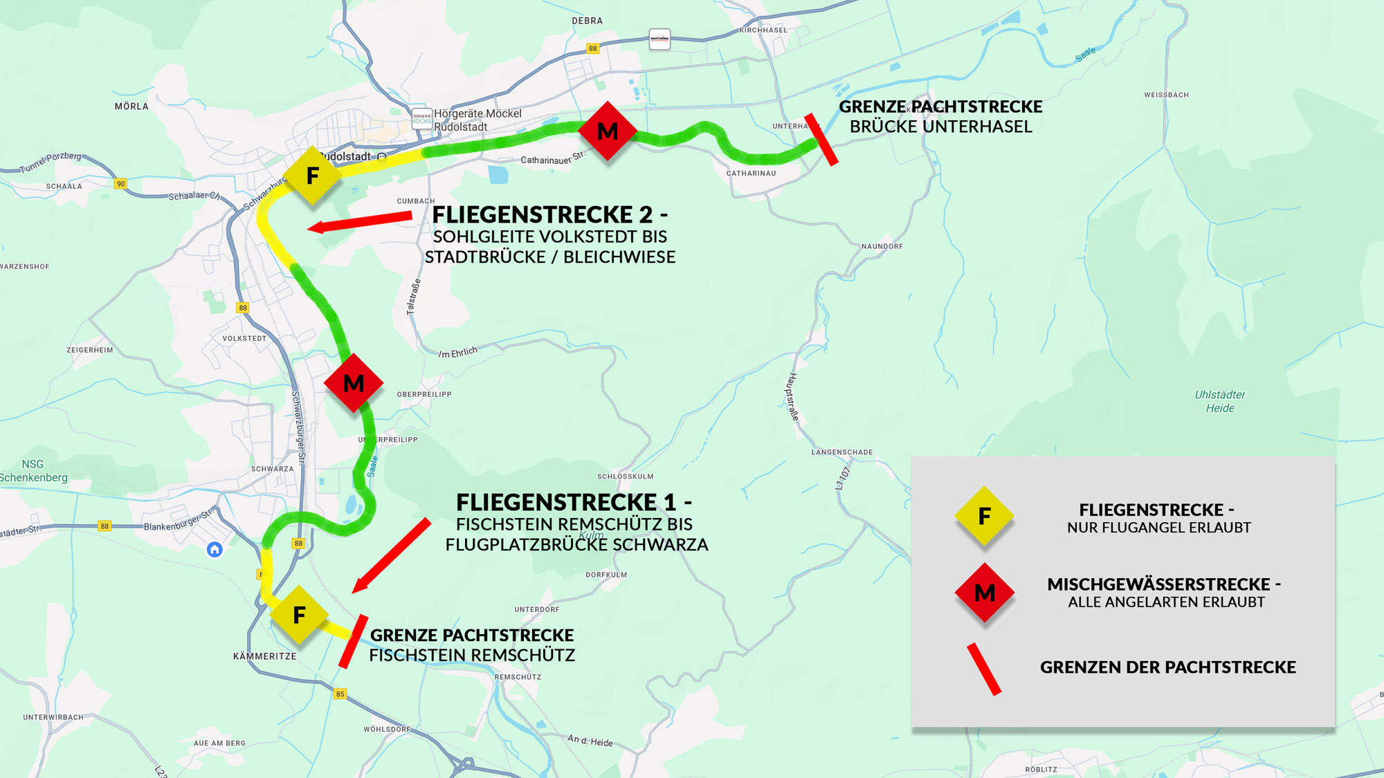 Gewässerstrecken Saale PG Saalebogen